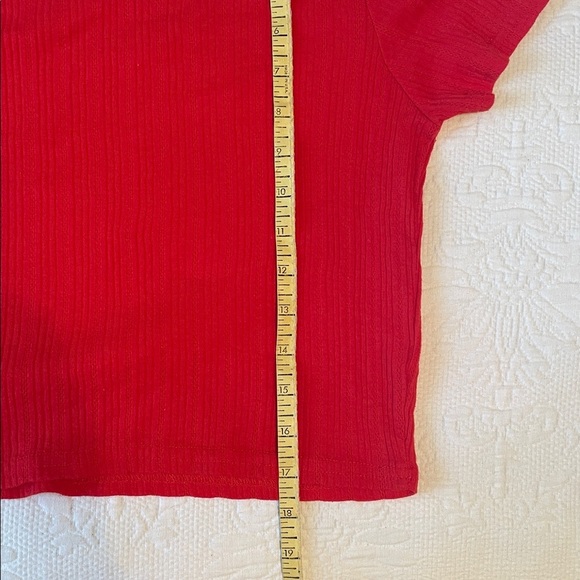 Primark Red Textured Crop Short Sleeve Layering Shirt Top Size Small EUC - Picture 4 of 5